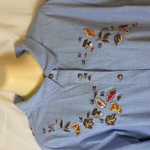 Vintage Falls Creek Embroidered Blue Button-Up Shirt